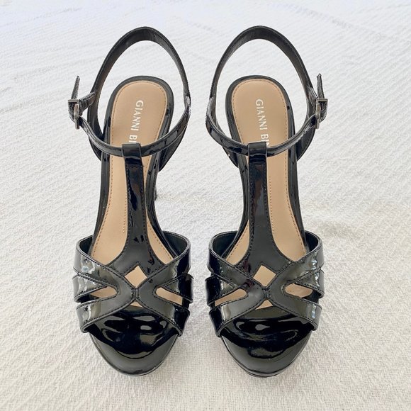black patent dress sandals